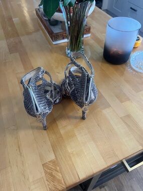 Michael Kors Snake-Back Strappy Heels - Neutral Tones